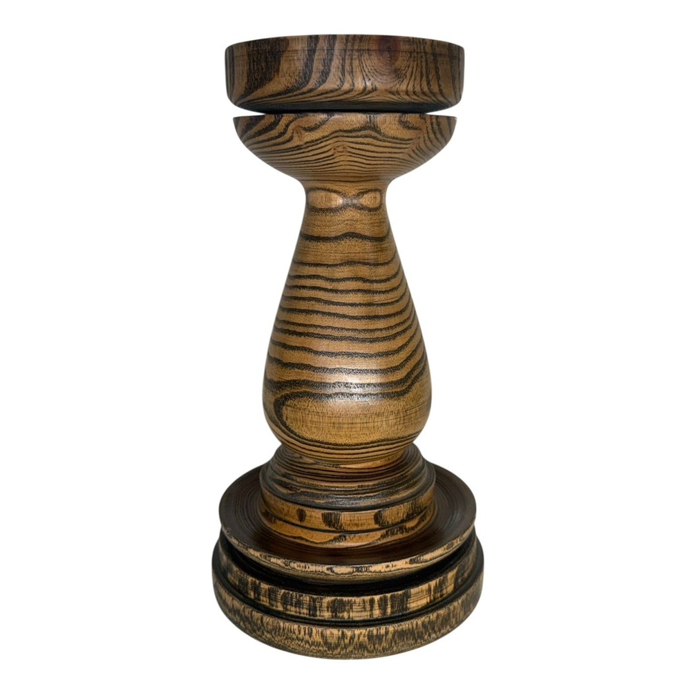 Vintage‎ Hand Turned Wooden Candlestick Taper Holders Hardwood 8.5" Inches (#13)